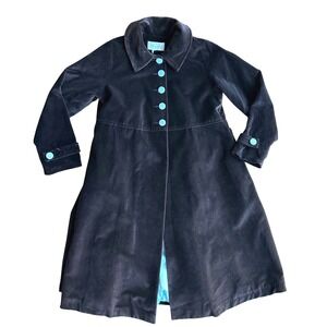 Strasburg Children Velvet Coat Girls Size 12 ? Brown Blue Empire Waist Vintage